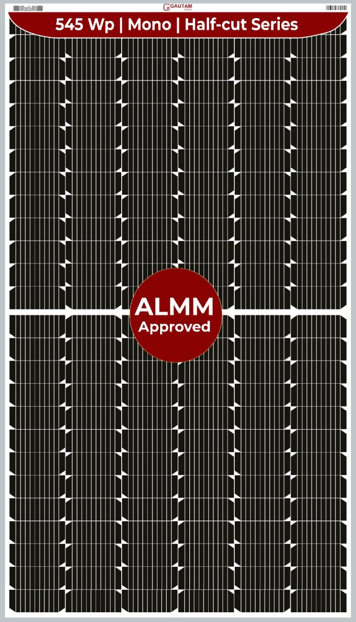La serie de paneles solares mono de 10BB de 545 Wp de Gautam Solar ya cuenta con la aprobación de ALMM
